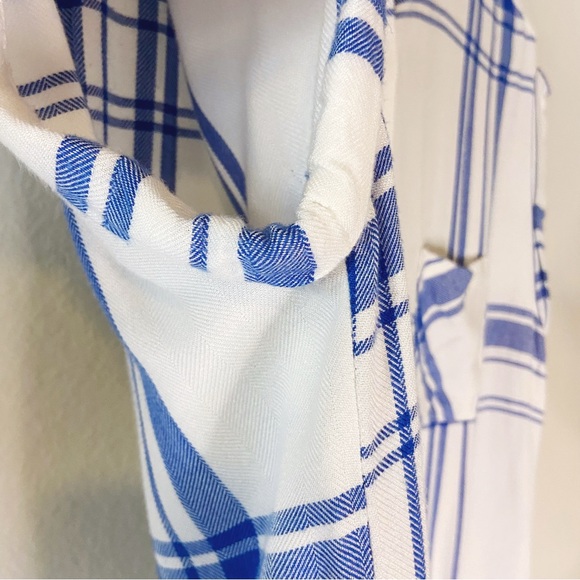 Rails White and Blue Short Sleeve Women's flannel plaid Top, Small, SOFT - Picture 4 of 15